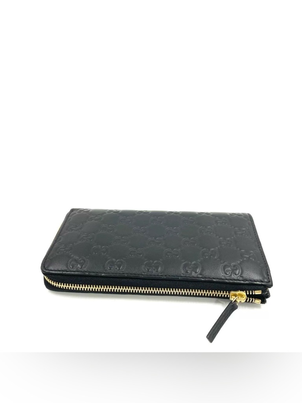 Gucci Black Guccissima Leather‎ Continental Wallet 12 Card Slots Zip Coin Pocket